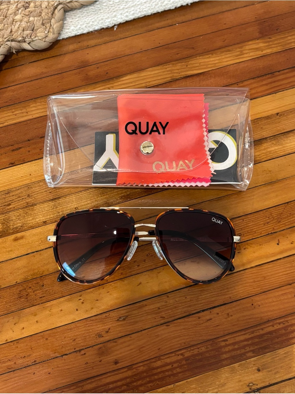 Quay Australia Tortoiseshell and Gold Aviator Sunglasses